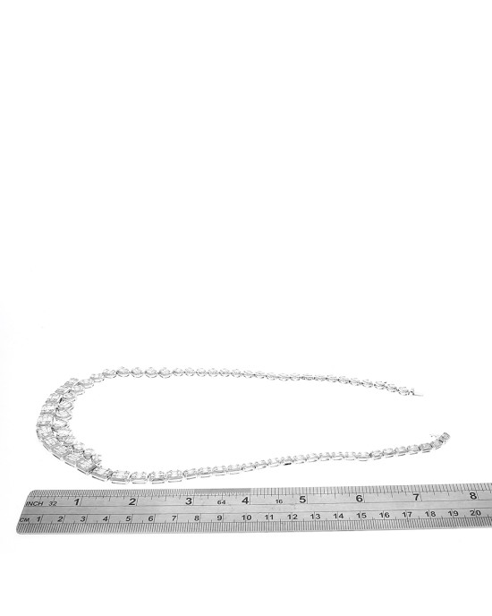 Diamond Mosaic Link Bypass Necklace in White Gold